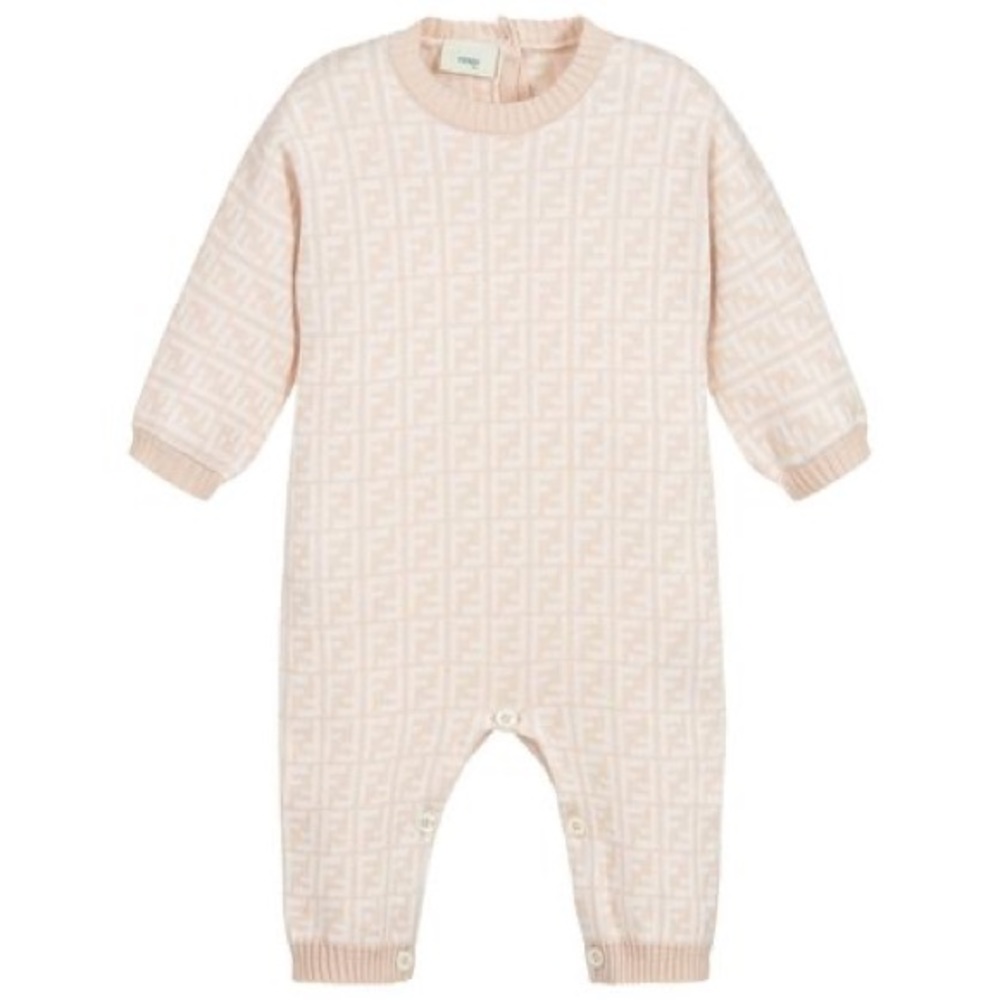 Fendi baby girl romper in light pink.
